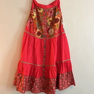 Bl-nk London x Anthropologie Red Floral Arina Skirt, NWT